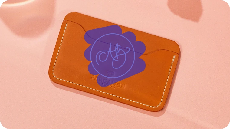 mark out the stamp logo on the wallet image