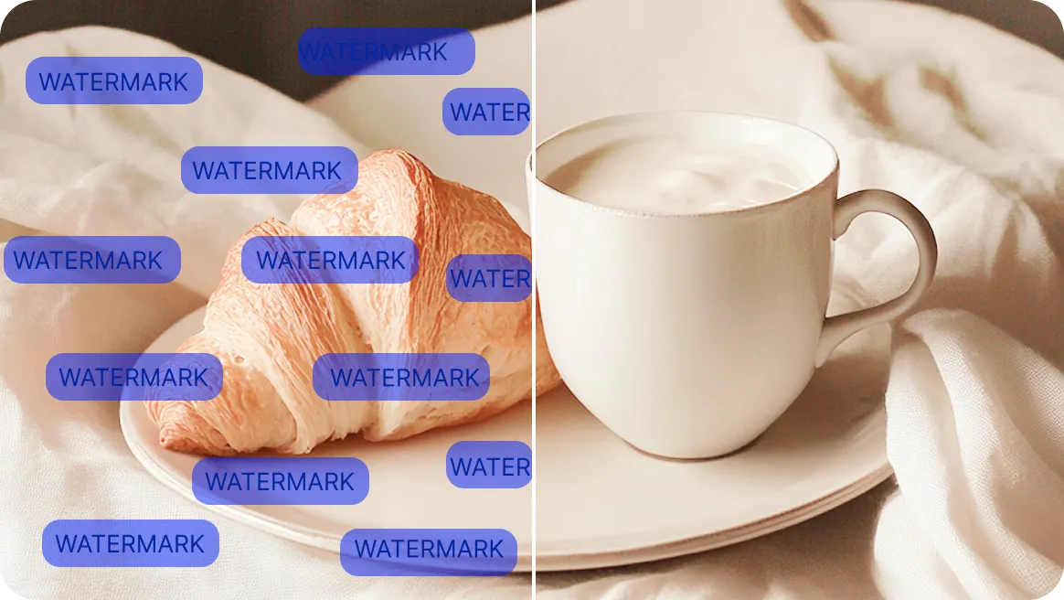 remove watermark from milk and bread image in AI Ease