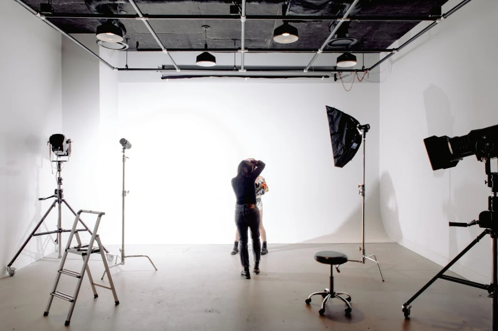 taking a photo in photography studio