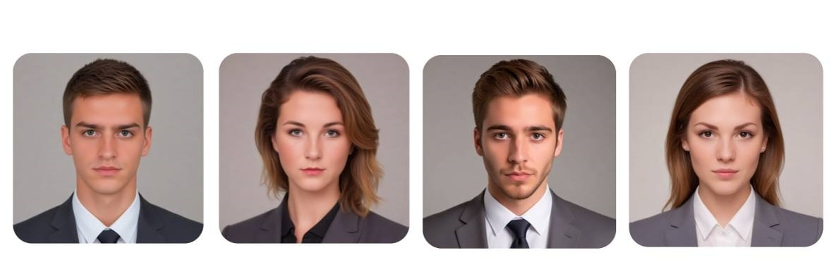 AI Easeから4人のメンバーのヘッドショットが生成された。