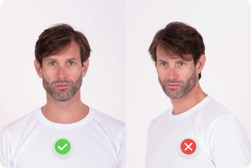 richtige und falsche Pose bei der Aufnahme von Passfotos