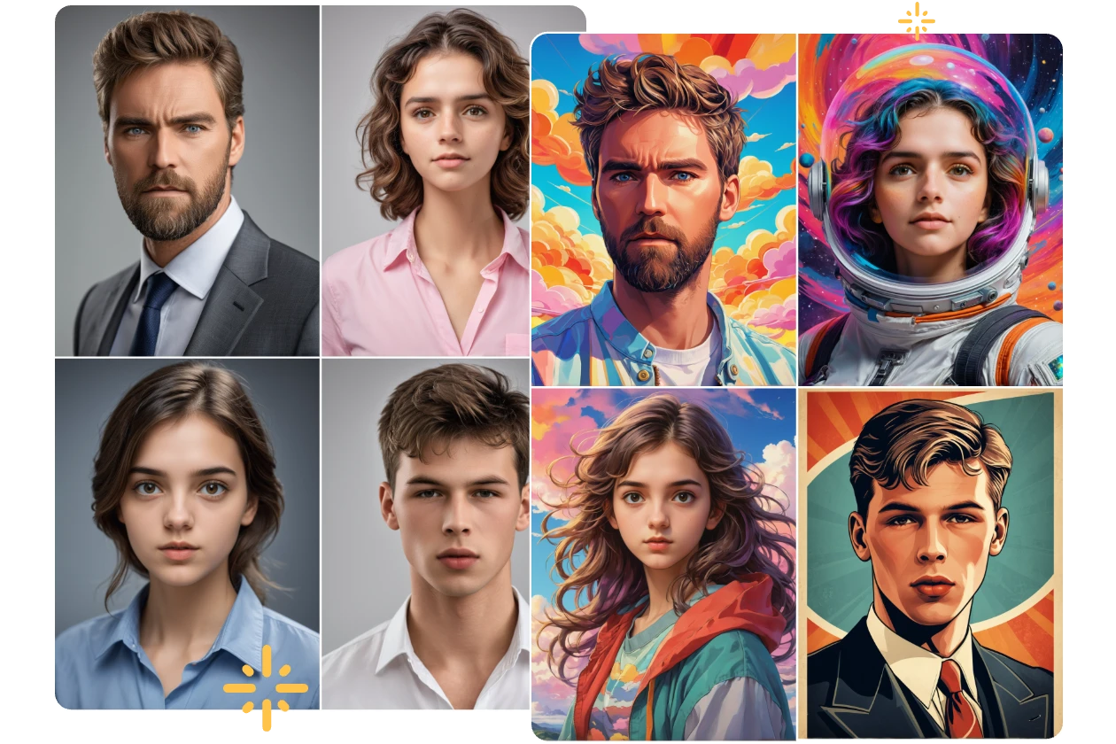 AI Easeの4つのプロフェッショナルなAIプロフィール写真スタイルと4つのクリエイティブなAIプロフィール写真スタイル