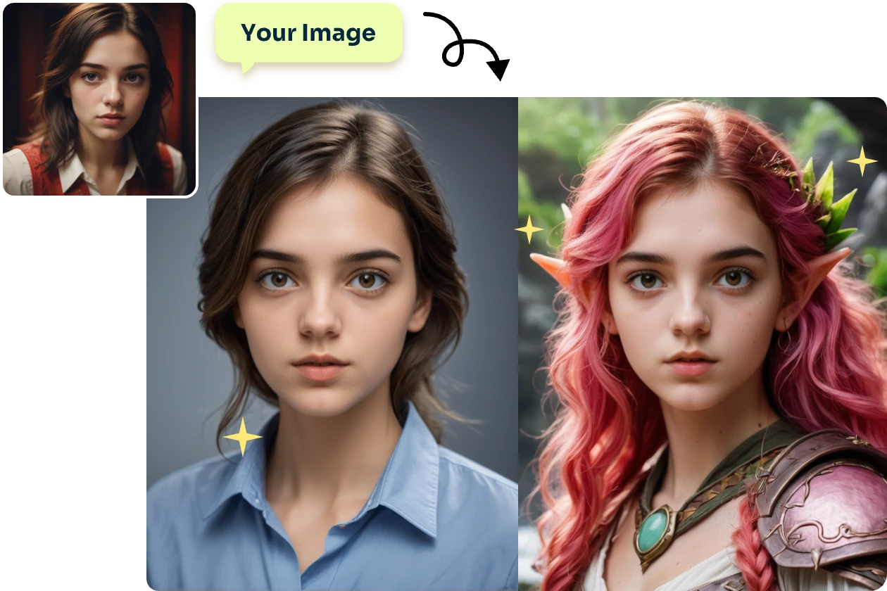 AI EaseでプロフェッショナルでクリエイティブなエルフスタイルのAIプロフィール写真を作る