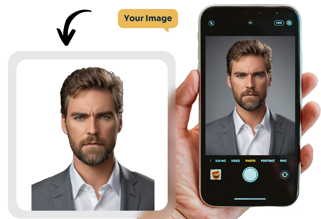 ein Foto machen und ein Passfoto in AI Ease erstellen