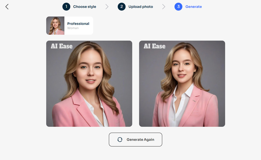 AI Easeで生成された2枚のAIによる女性不動産業者のヘッドショット
