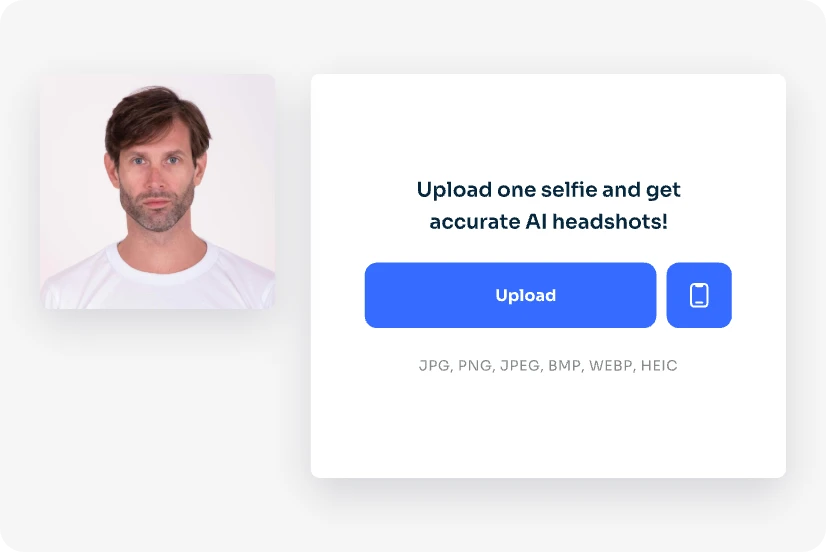Laden Sie ein männliches Foto in den kostenlosen AI Ease Passfoto-Generator hoch