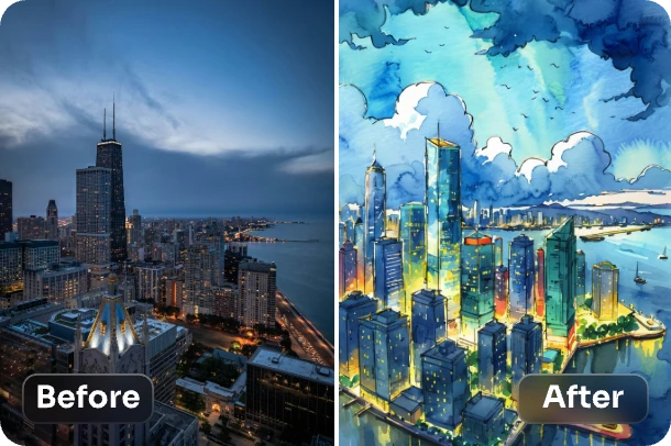 convierte paisajes nocturnos en acuarelas con la facilidad de ai