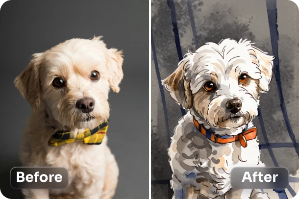 convierte el adorable cachorro en efecto acuarela con ai facilidad