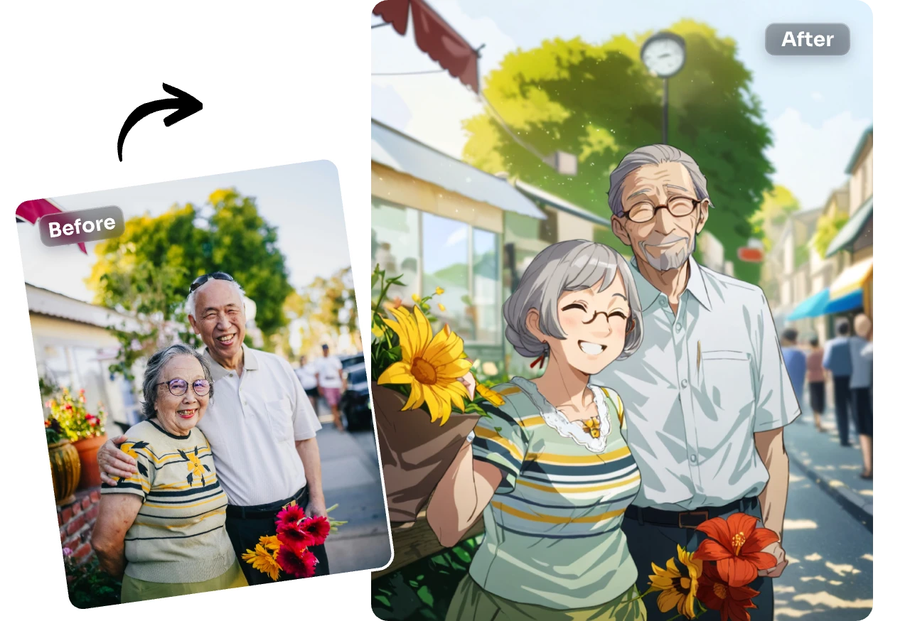 convertir une photo de couple en style anime avec ai facile filtre anime gratuit