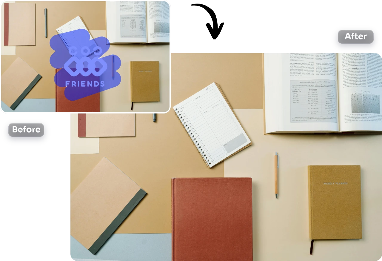 eliminar el logotipo de la imagen del cuaderno utilizando AI Ease online free watermark remover