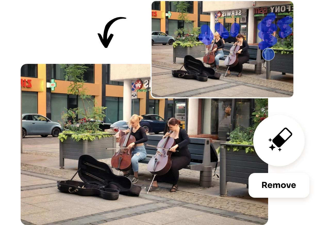 eliminar personas de una foto tomada en la calle gratis con AI Ease