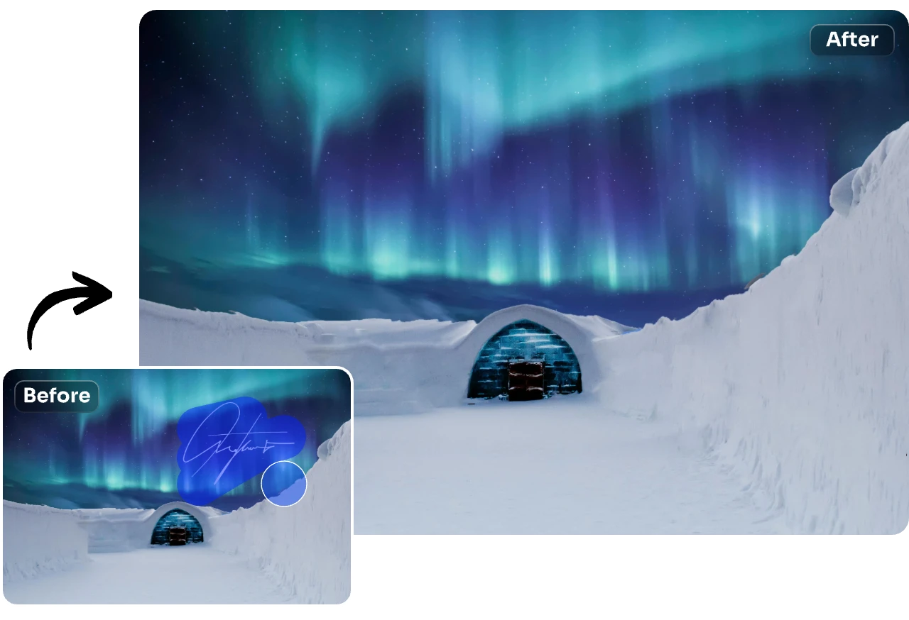elimine la firma de una bella foto de aurora con ai facilidad