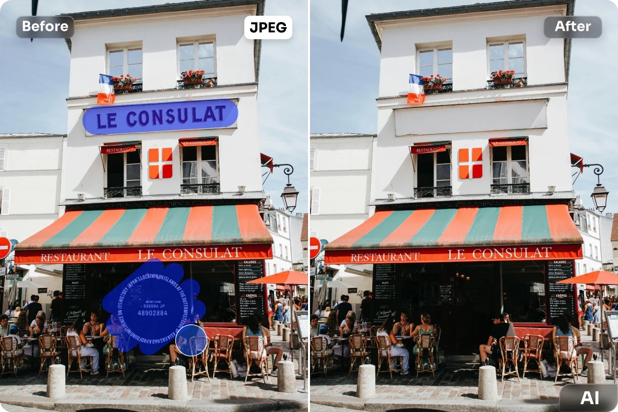 remover gráficos de logótipo de uma fotografia jpeg de edifício com ai