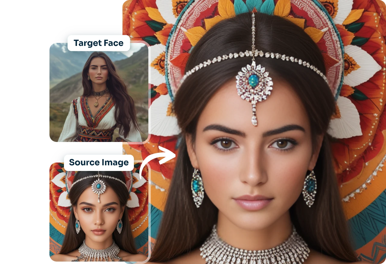 échangez votre visage avec une femme semblable à une déesse en utilisant l'échangeur de visage AI Ease en ligne
