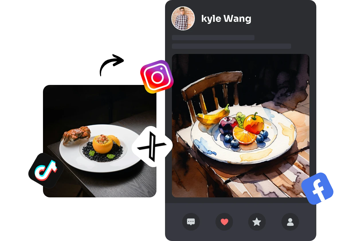subir un post sobre comida en acuarela a instagram y facebook