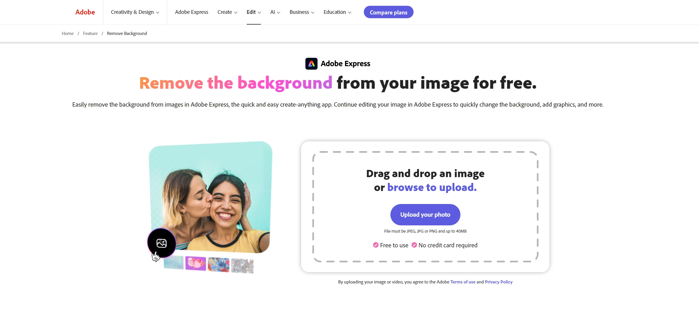 AI-gesteuertes Werkzeug Hintergrund entfernen in Photoshop
