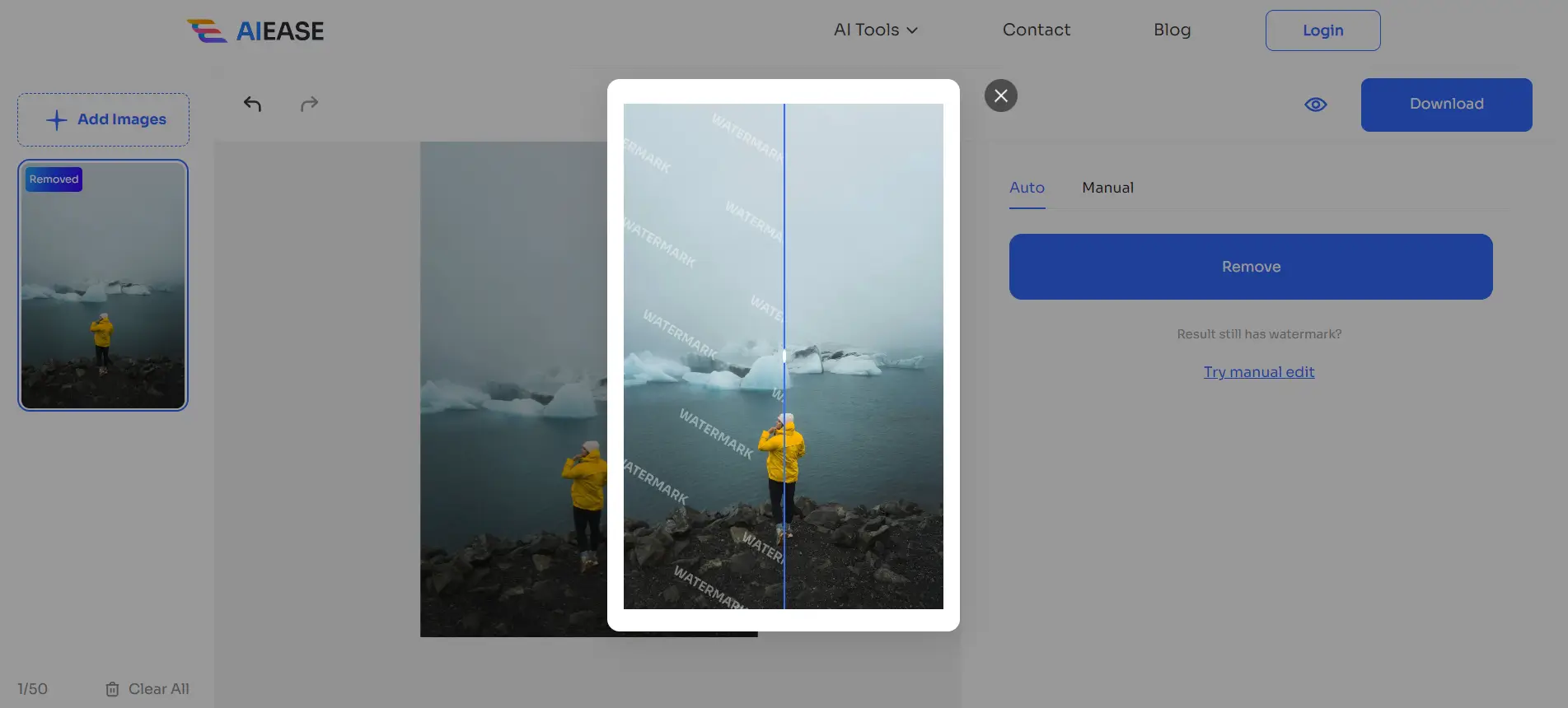 subir imagen a AI Ease eliminador de marcas de agua online gratis
