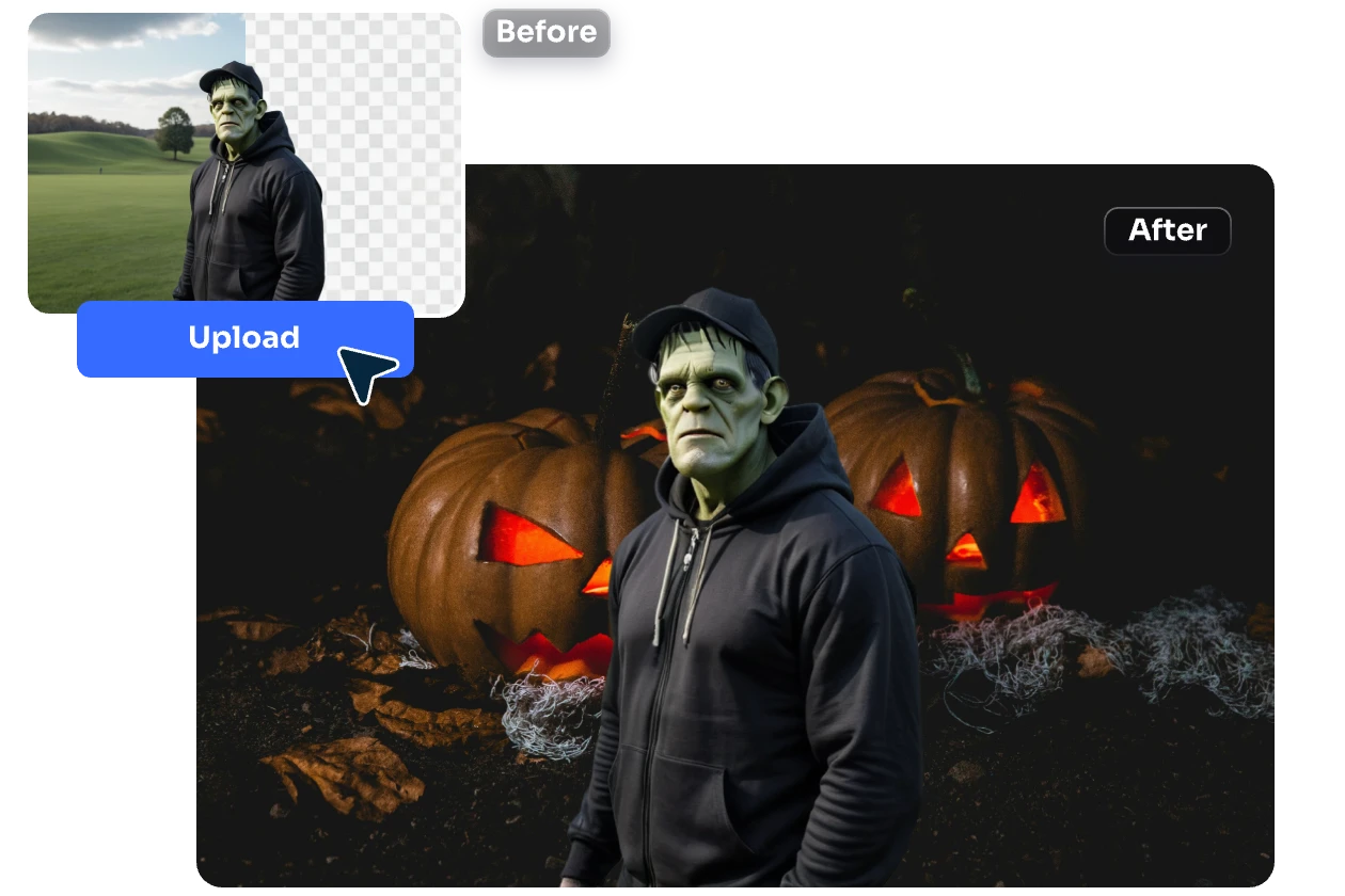 eliminar y sustituir el fondo de una foto por un fondo espeluznante