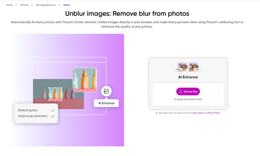 PicsArt Unblur Photo Tool