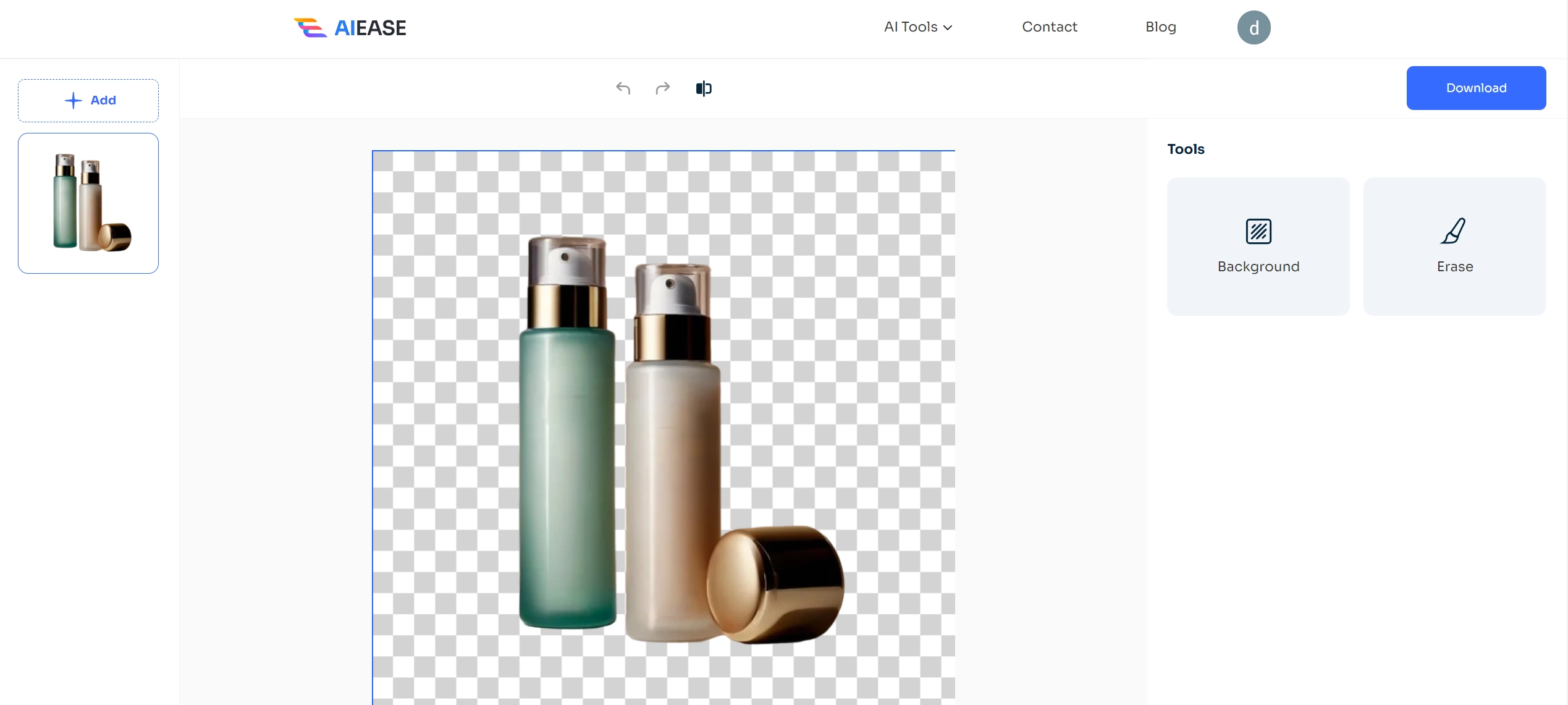 商品写真の背景を5秒以内に自動的に除去する。 