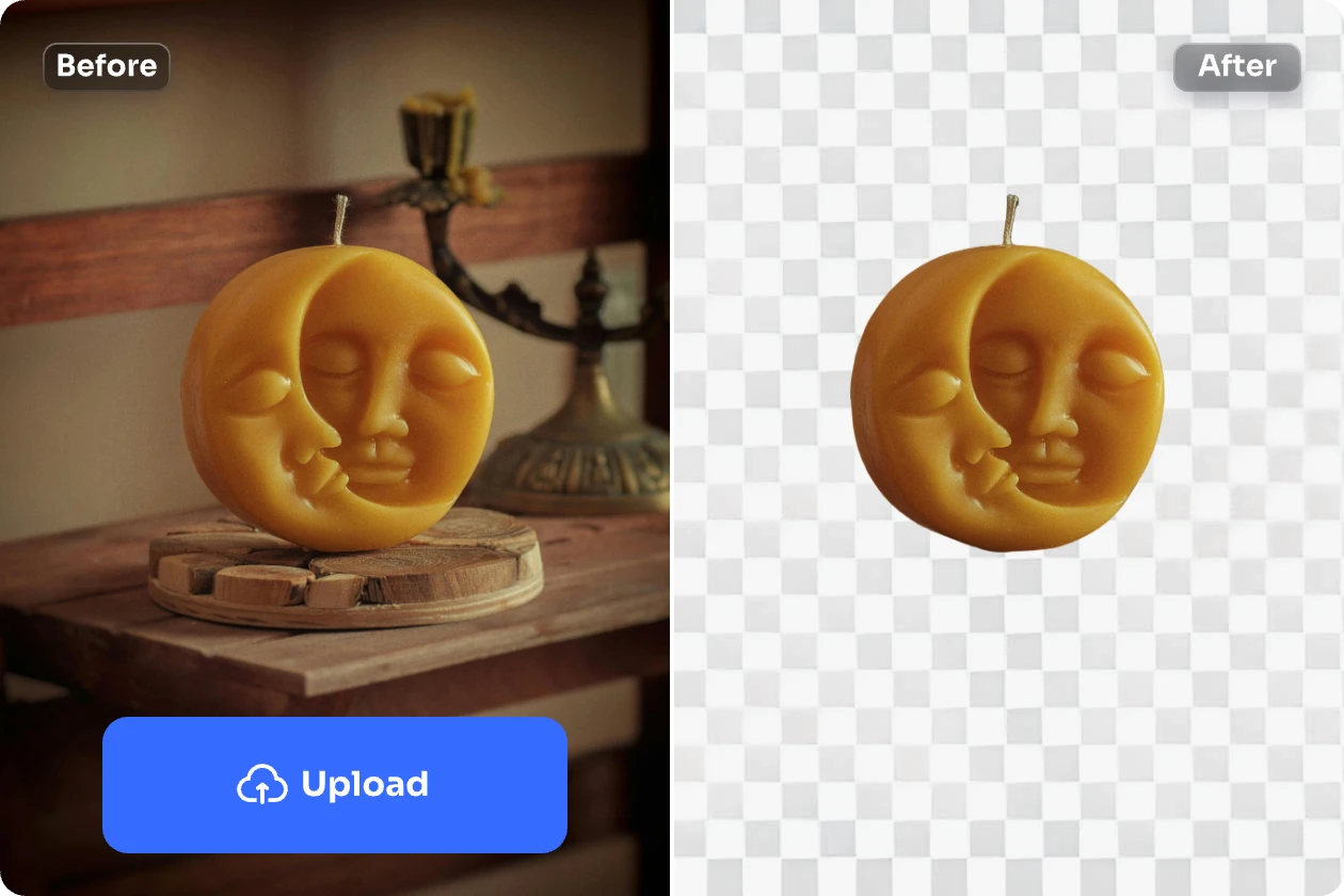 before and after effect of removing background from a yellow soap photo