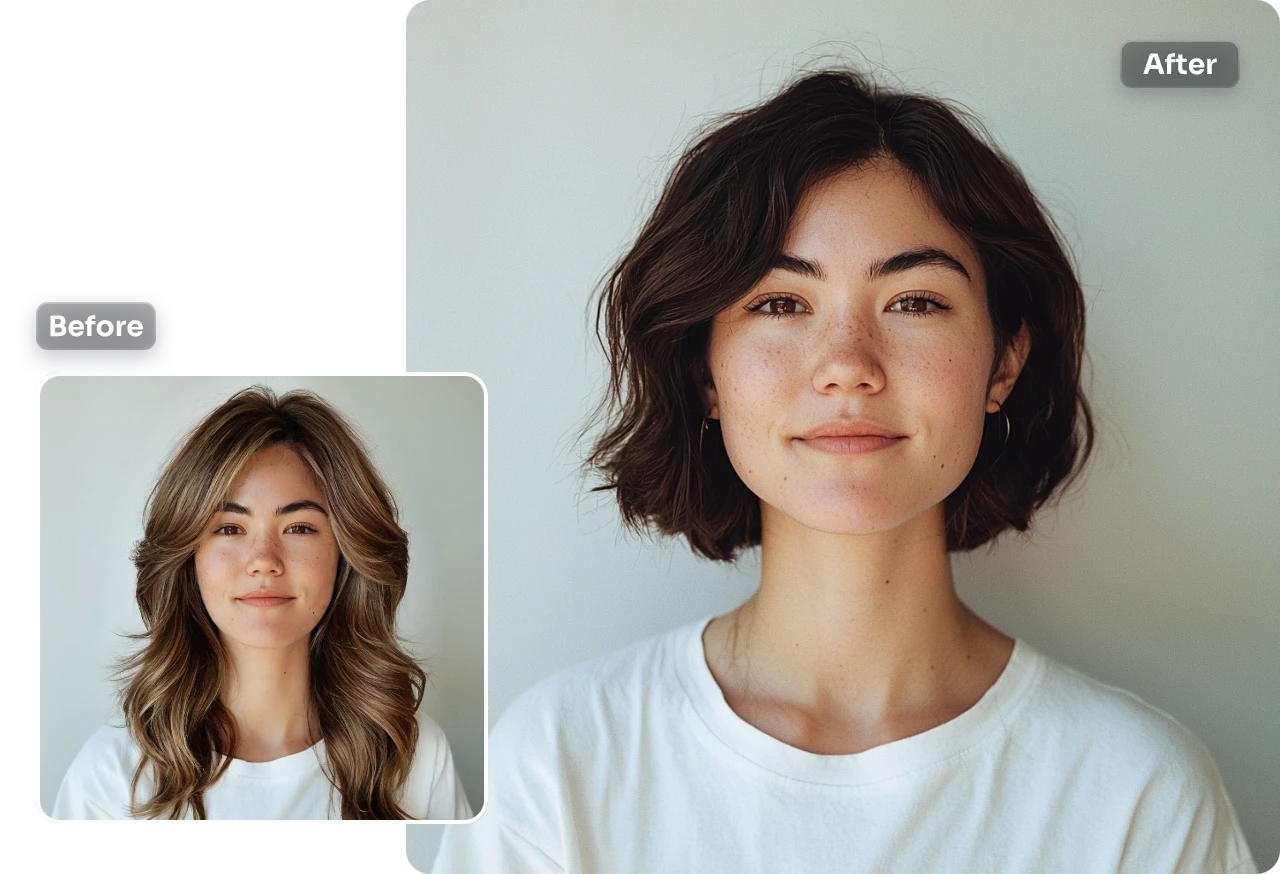 changer la coiffure d'une femme en coupe courte dans AI Ease gratuitement