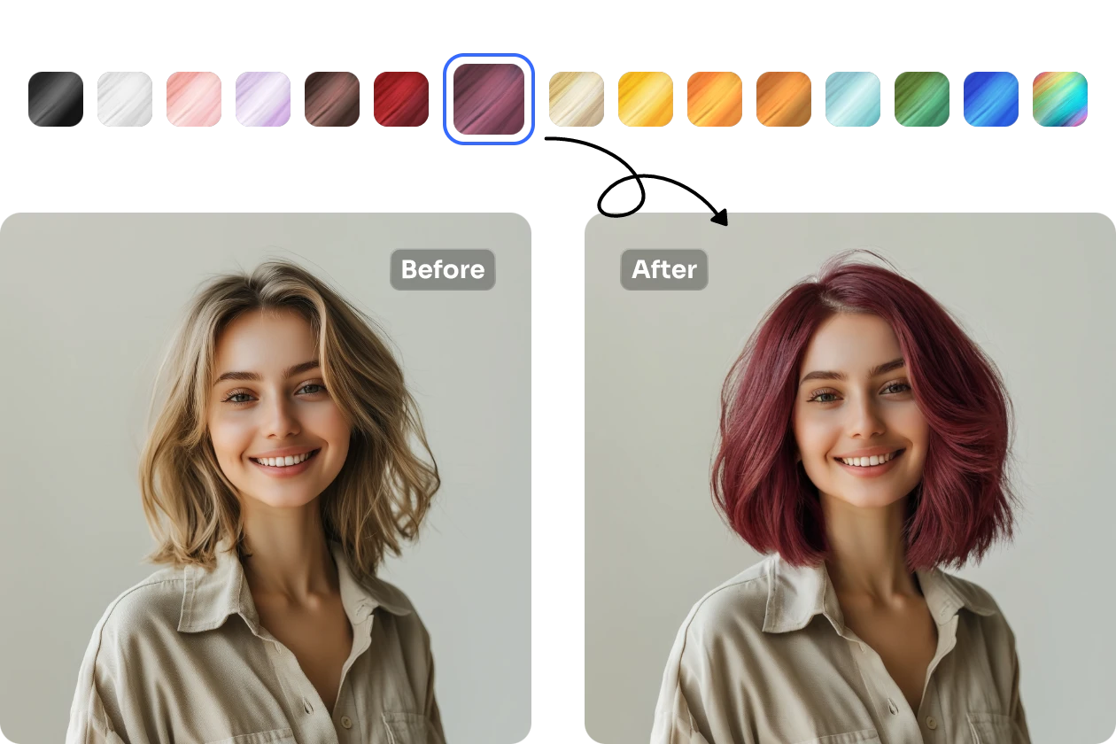 changer la coiffure en permanente violette dans AI Ease gratuitement