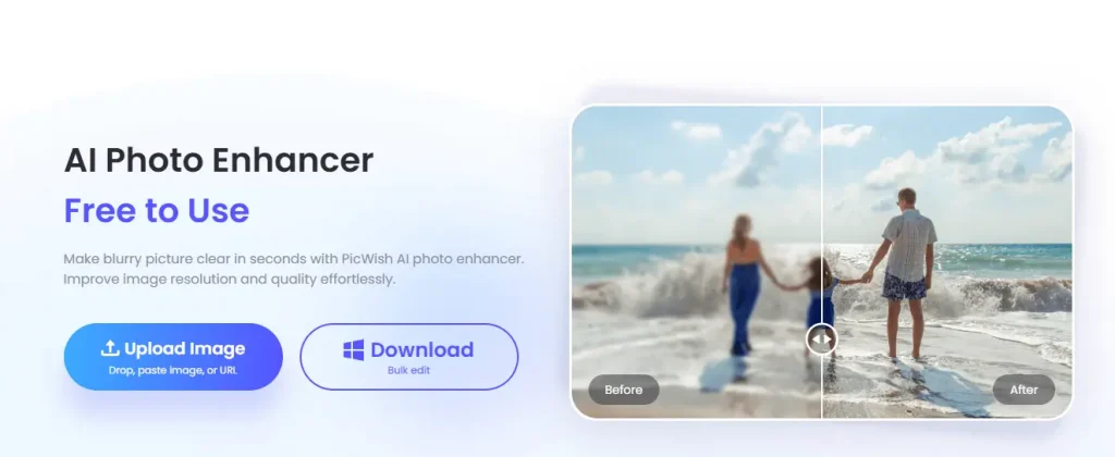 picwish photo enhancer Schnittstelle