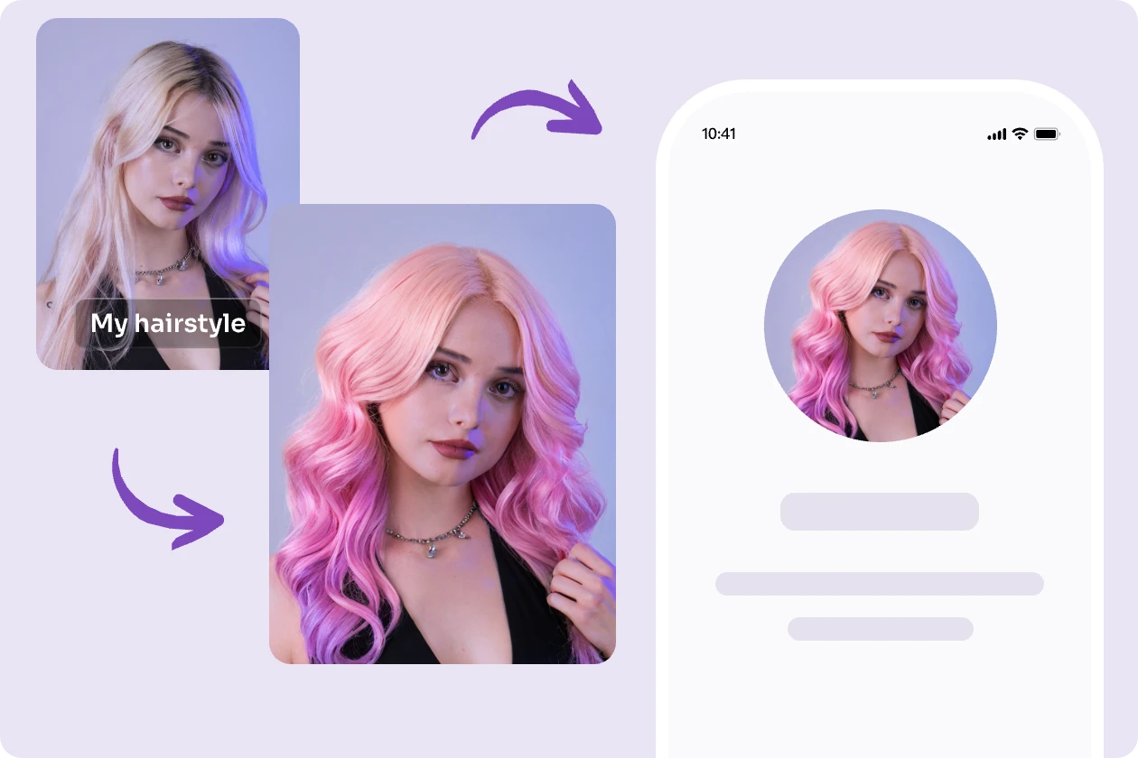 post the pink hairstyle photo to social media