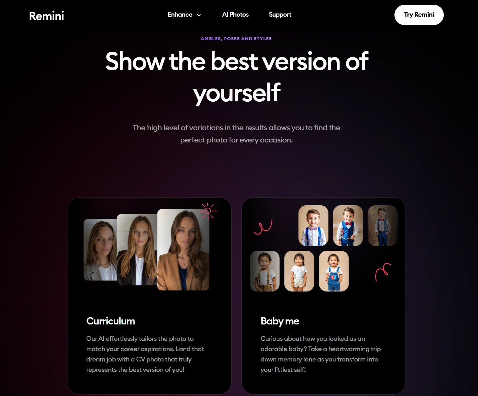 interface do sítio web oficial de remini