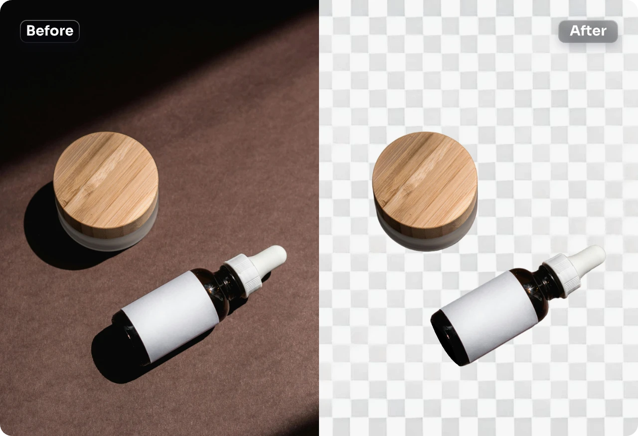 Entfernen von schwarzem Hintergrund aus einem E-Commerce-Produktfoto mit ai ease free background remover