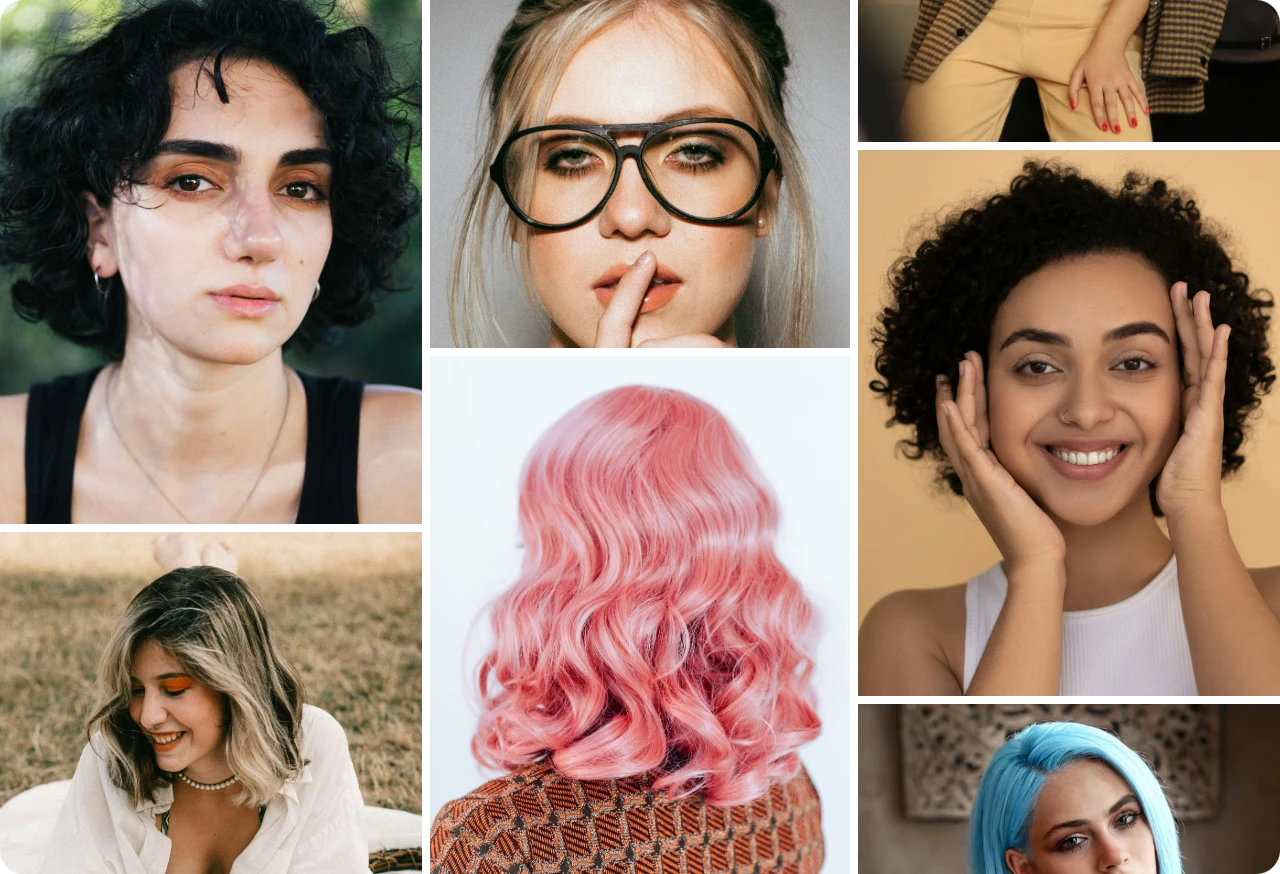 verschiedene KI-Frisuren von AI Ease free hairstyle changer