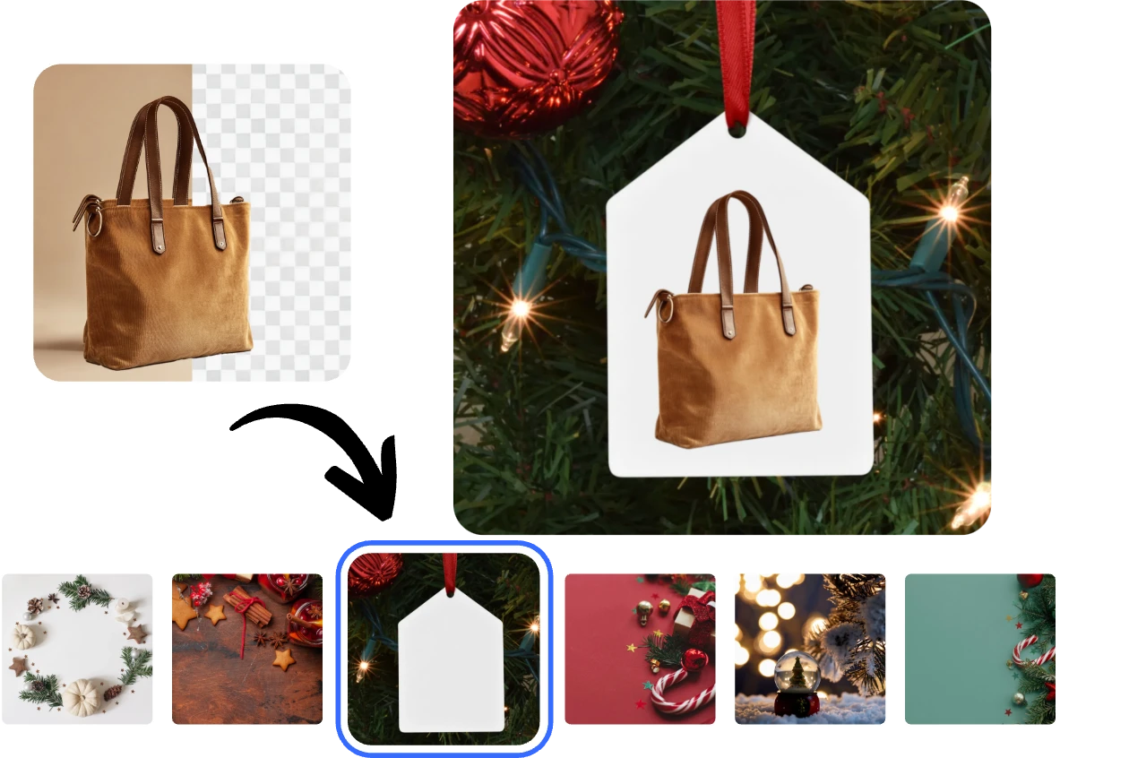 add a christmas background to a bag image