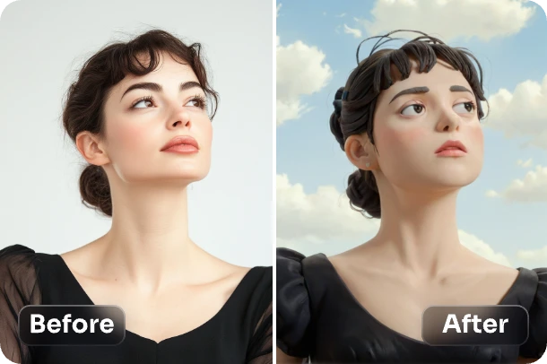 ajouter le filtre claymation à une fille en robe noire