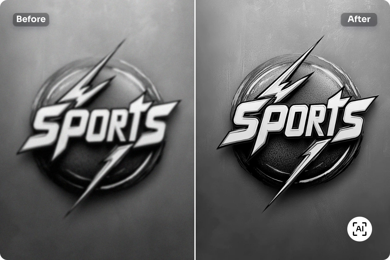 before and after effect of upscaling sports logo in AI Ease