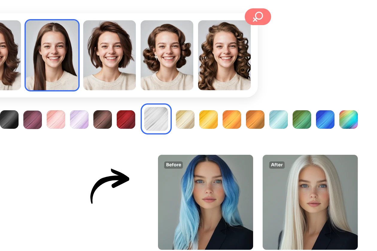 changer la coiffure et la couleur des cheveux d'une femme en utilisant AI Ease gratuitement