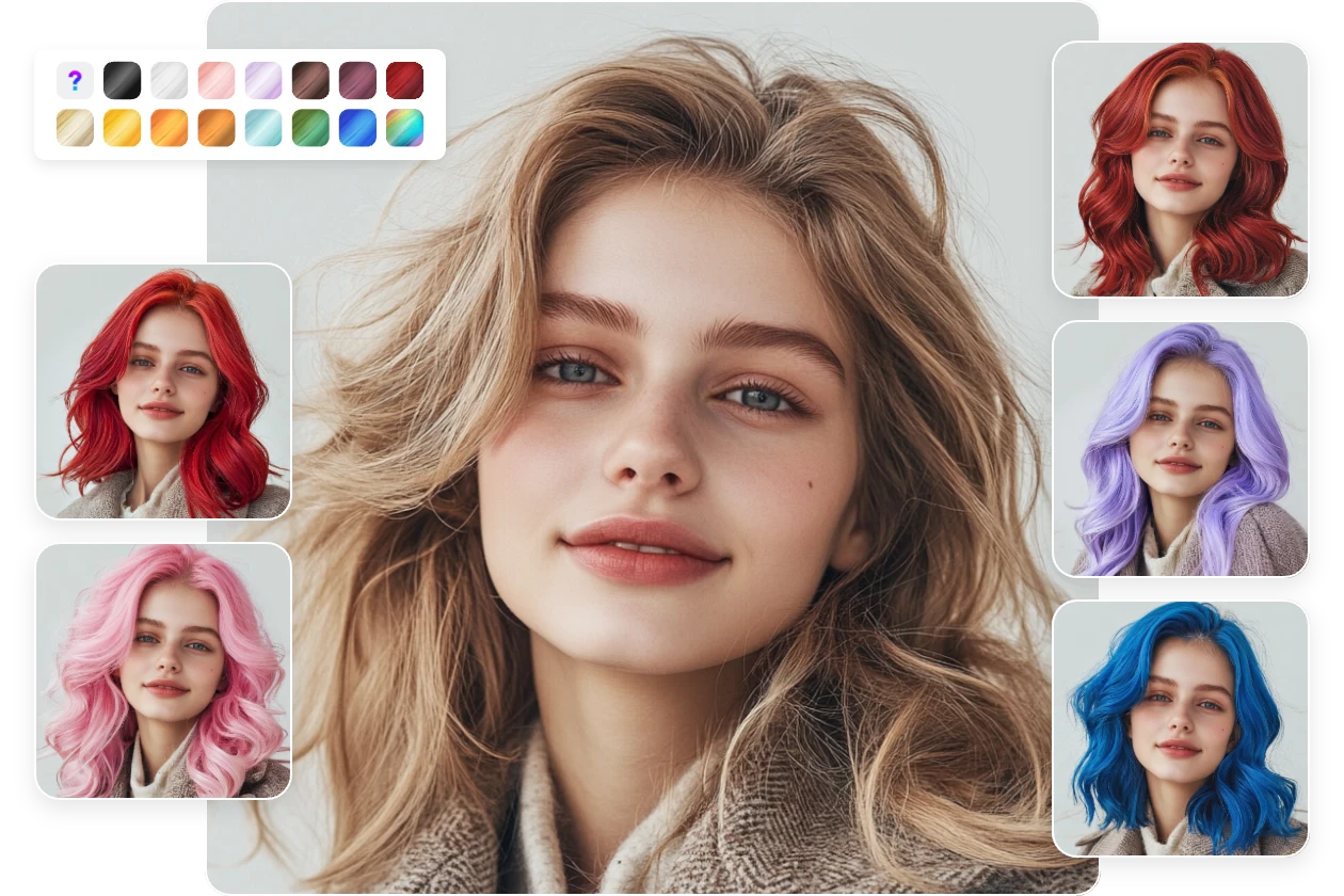 cambiar el pelo rubio en rojo rosa púrpura y azul