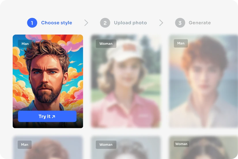 choose a cartoon headshot template in aiease cartoon avatar maker
