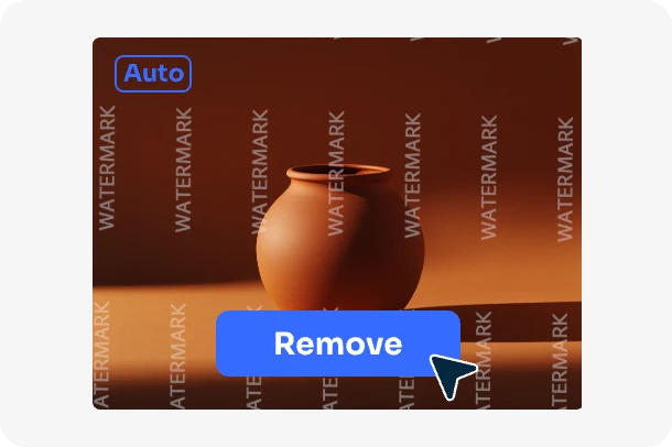 choose the auto mode and remove watermarks from a crockery photo