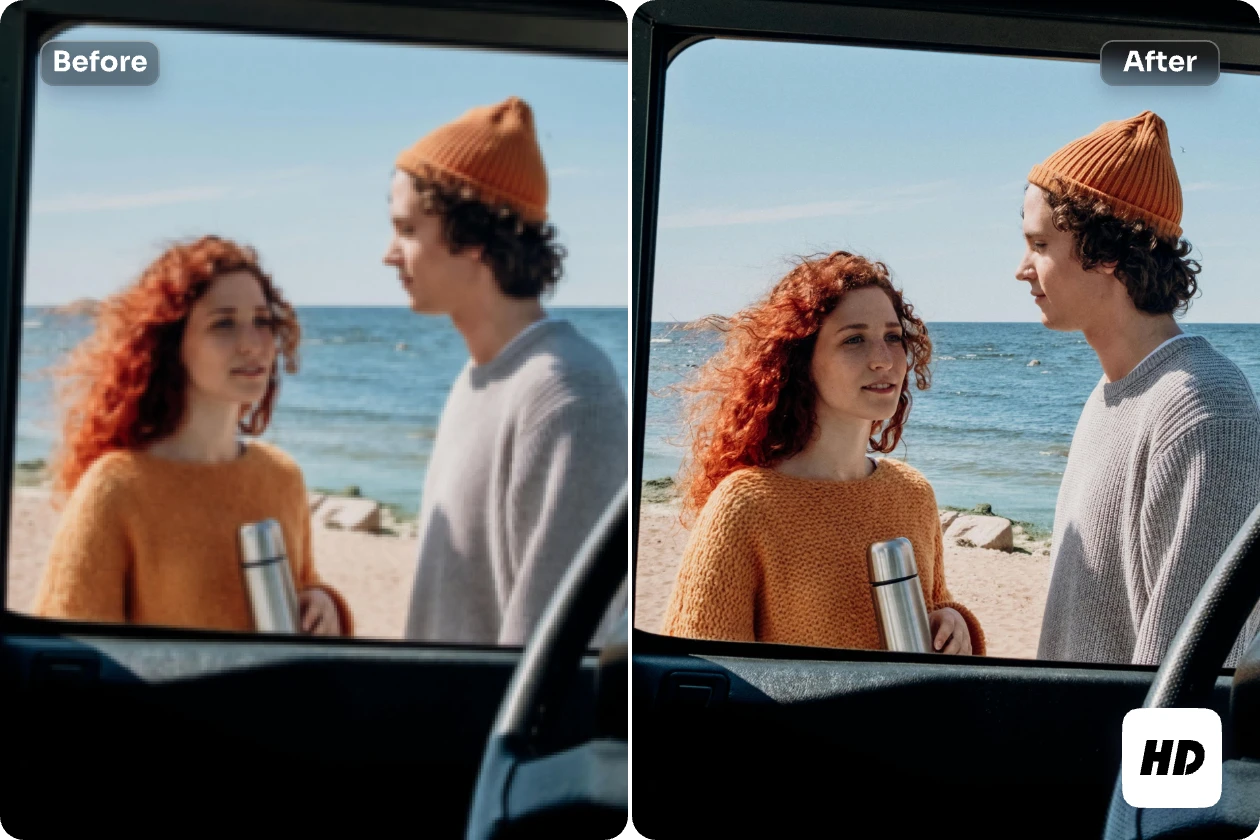 convierte una foto de pareja borrosa en una foto nítida y hd en aiease hd photo converter