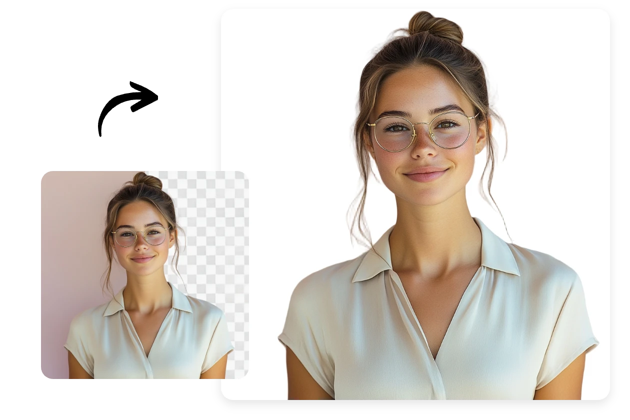 create a professional headshot with white background using ai ease background remover