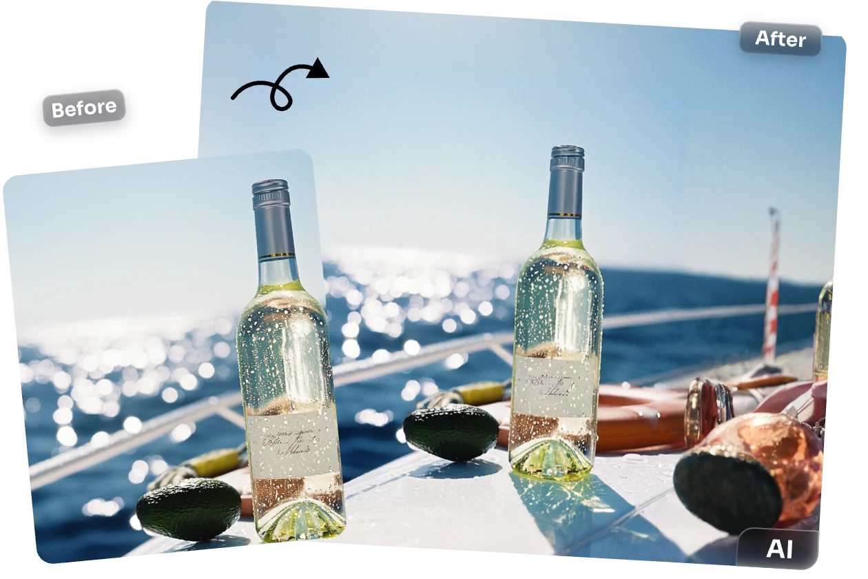 extender una botella de vino en una imagen de crucero con ai ease free image extender