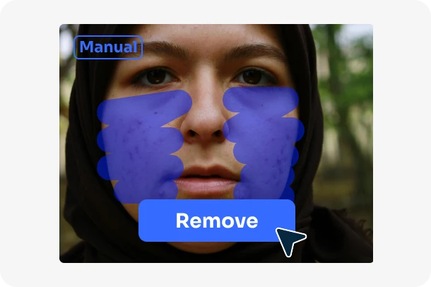 marquer et supprimer les imperfections du visage féminin à l'aide d'AI Ease