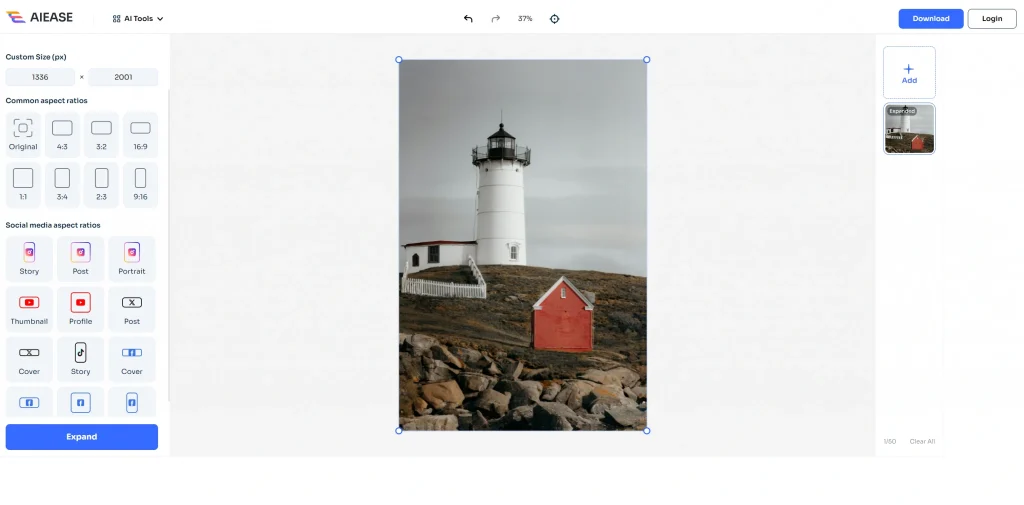Vorschau der erweiterten Leuchtturm auf felsigen Hügel Bild in ai Leichtigkeit
