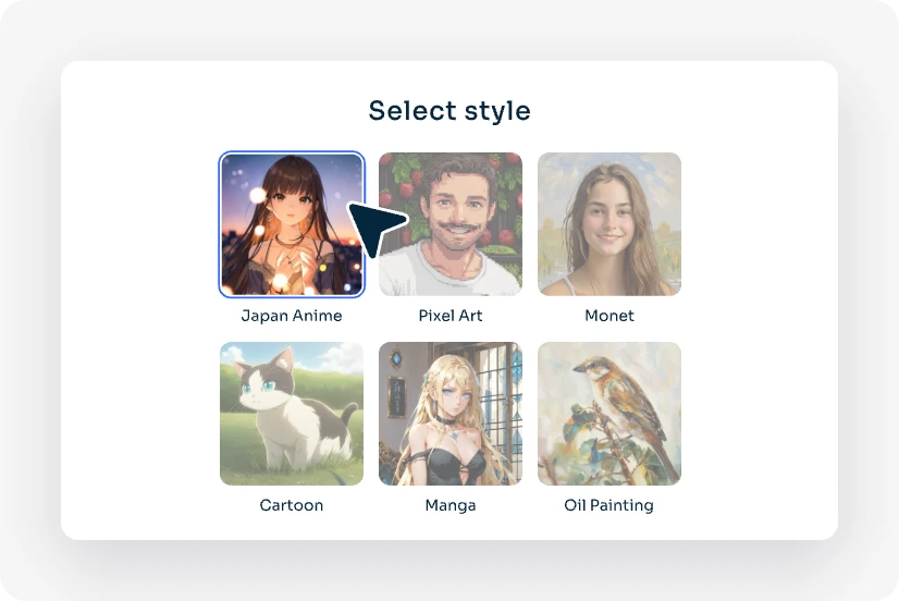sélectionner le filtre d'anime japonais à partir d'ai ease