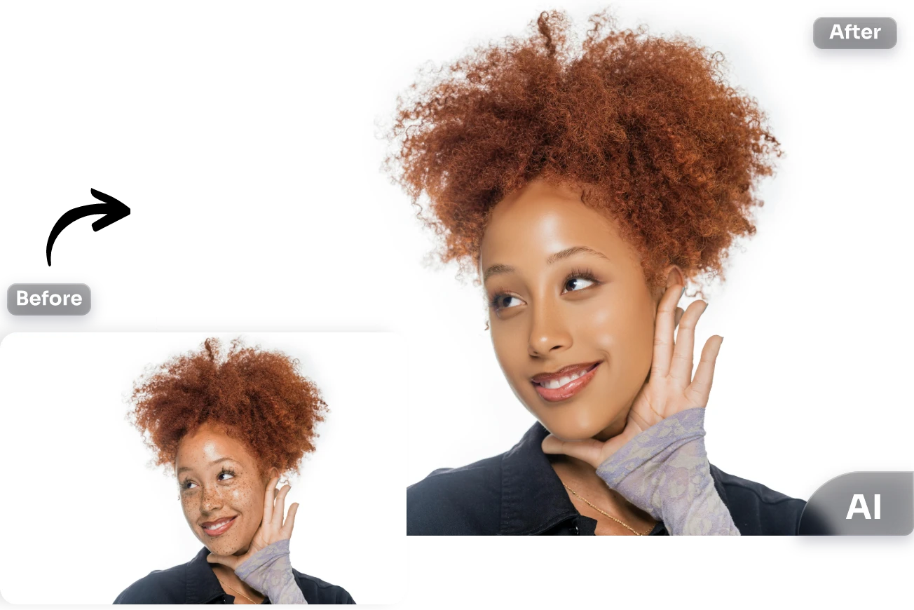 retoucher l&#039;image du visage de la femme à l&#039;aide du retoucheur d&#039;image en ligne gratuit d&#039;AI Ease