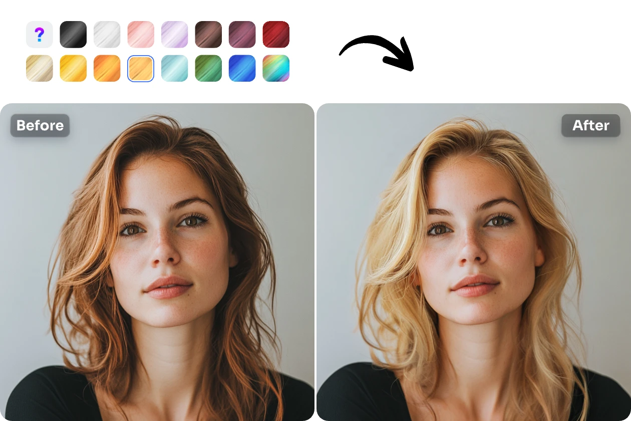 transform the woman's hair color into blonde with ai ease in seconds