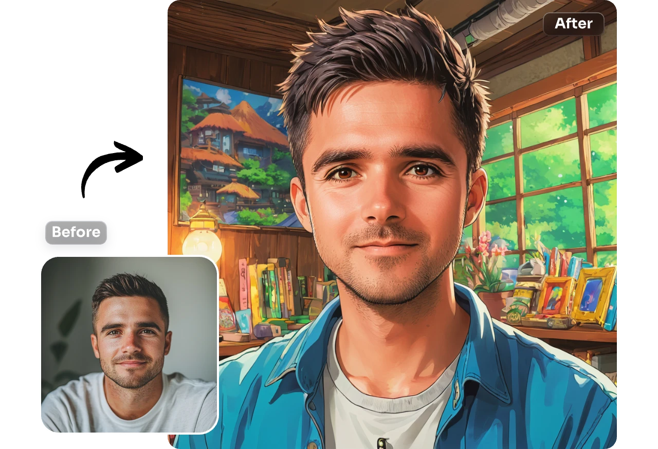 turn a man portrait into a cartoon style avatar
