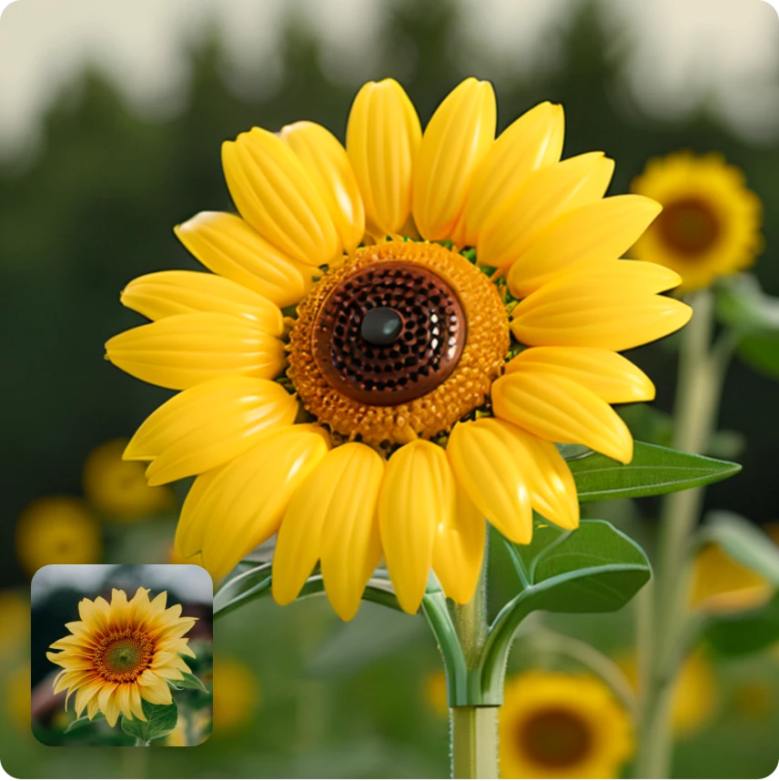 turn a sunflower into lego style with aiease lego filter