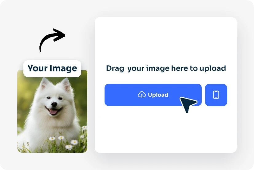 upload a cute white dog to aiease ai filter tool